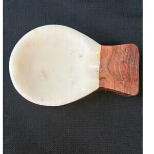 Handcrafted White Marble & Acacia Wood Spoon Rest Kitchen Decor
